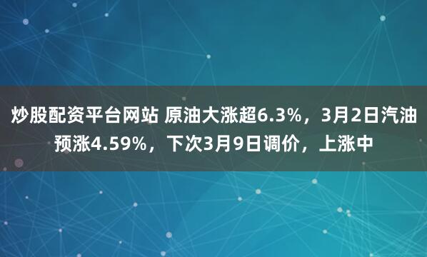 炒股配资平台网站 原油大涨超6.3%,3月2日汽油预涨4.59%,下次3月9日调价,上涨中
